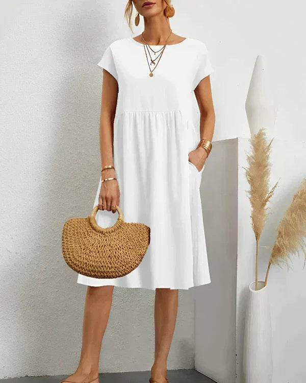 Women's Elegant Round Neck Versatile Dress - Elena Harper