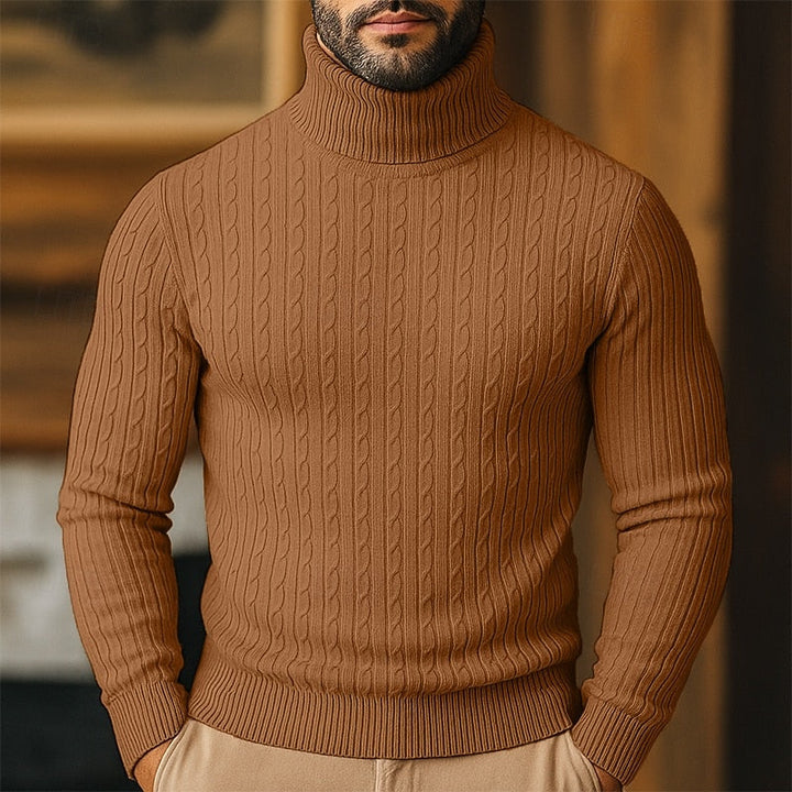 Curtis | Men's Cable Knit Turtleneck Sweater with Full Collar