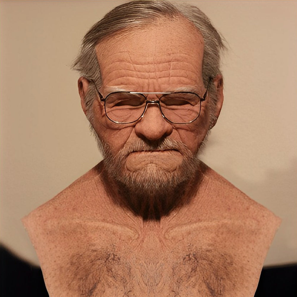 Unisex Realistic Latex Old Man Mask - Expressive Halloween Headpiece