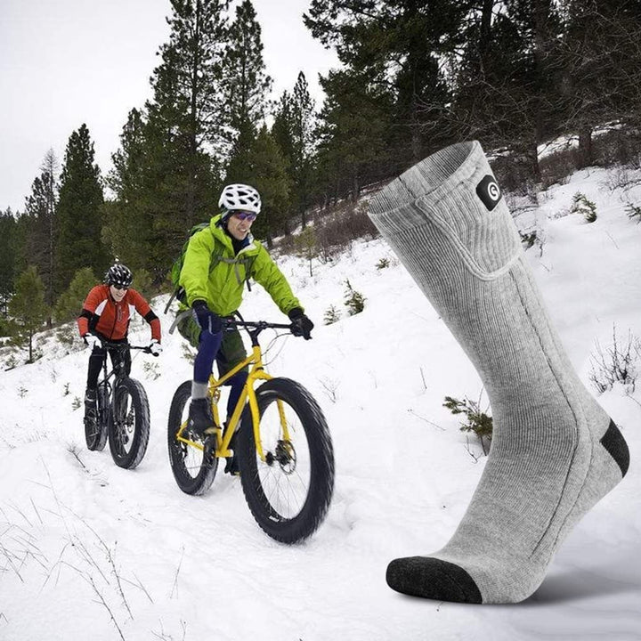Rechargeable Heated Socks With Battery Pack Moisture Wicking Ankle And Soft Ribbed Knit