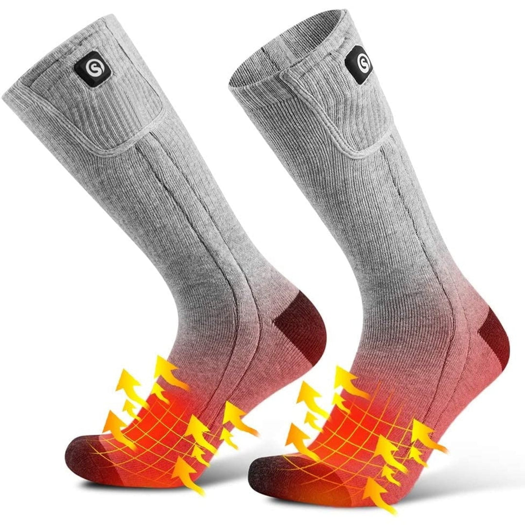 Rechargeable Heated Socks With Battery Pack Moisture Wicking Ankle And Soft Ribbed Knit