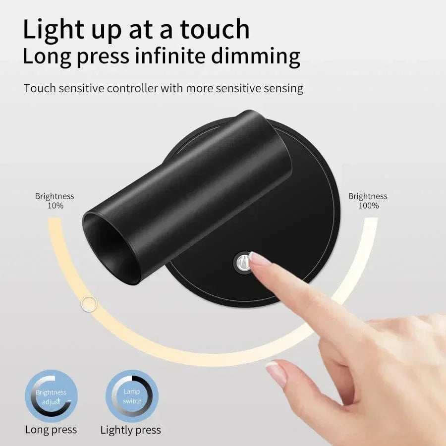 Rechargeable LED Wall Light with 360° Rotation & Touch Control
