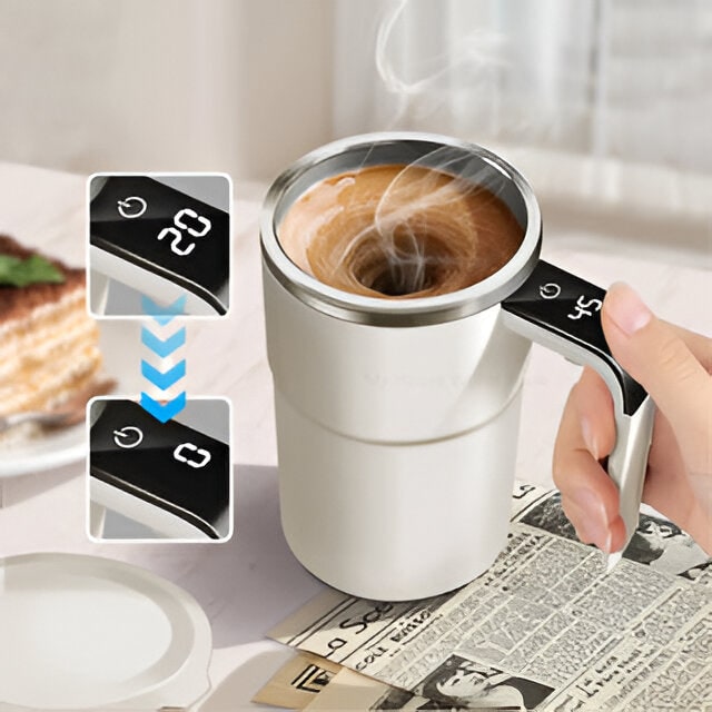 Rechargeable Self-Stirring Mug With Temperature Display