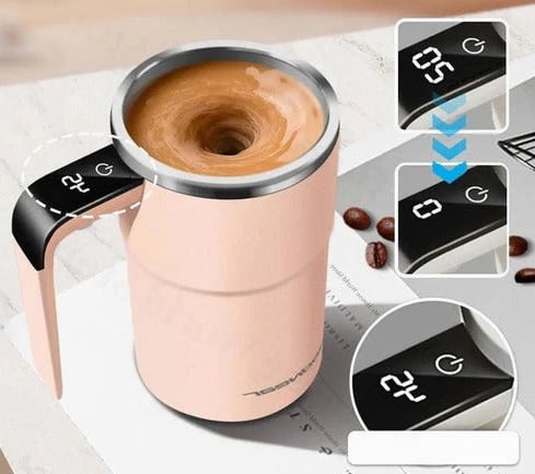 Rechargeable Self-Stirring Mug With Temperature Display