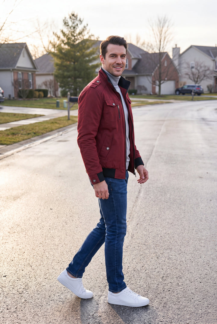 Men's Lightweight Bomber Jacket with Zipper