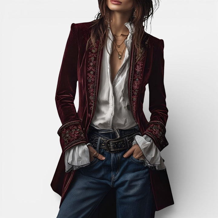 Eliza Elegant Velvet Jacket with Rich Depth of Colour for Women - Elena Harper