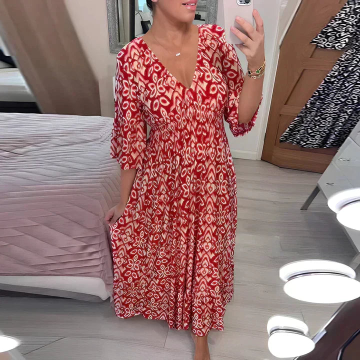 Frieda Lightweight Summer Dress with V-Neck - Elena Harper