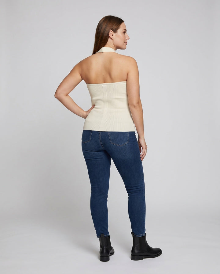 Women's Sleeveless Top with Stylish Halter Design, view 4 - Elena Harper