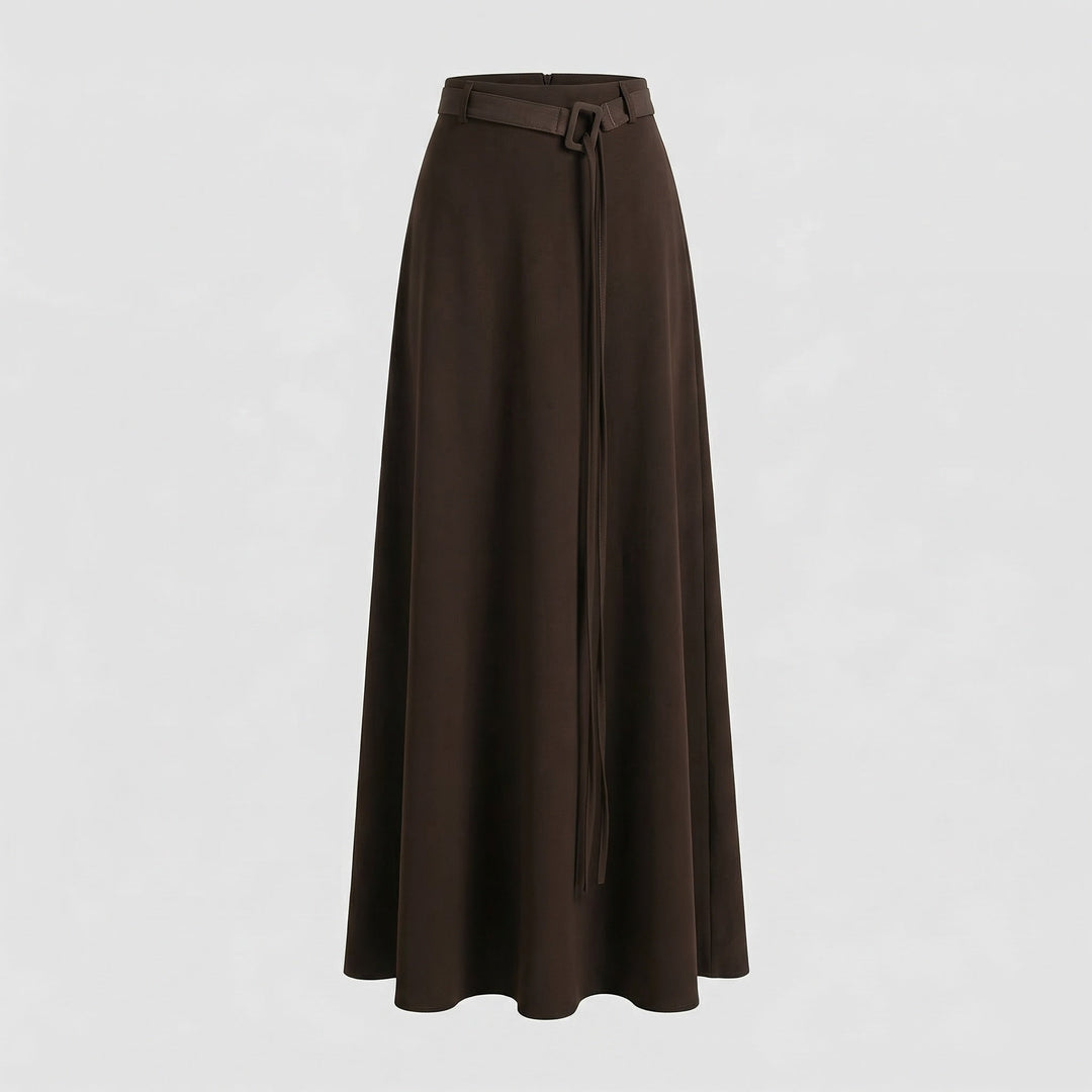 Women's A-Line Skirt with Decorative Ring Belt
