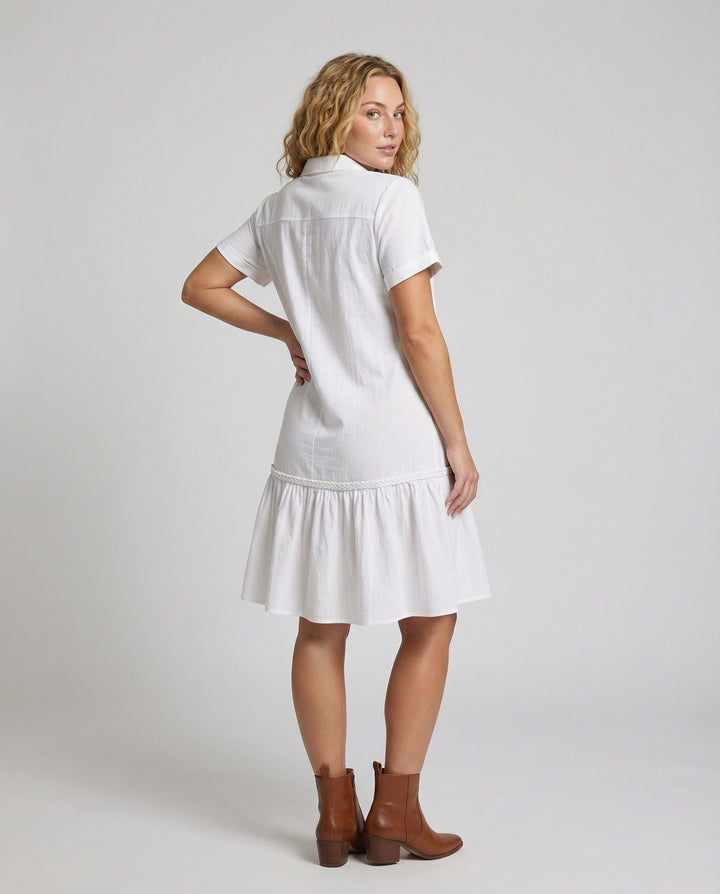 Women's A-Line Summer Dress Made of Cotton-Linen Blend