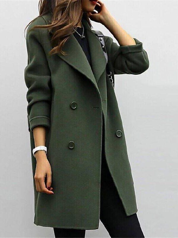 Long Coat with Notched Lapel for Women