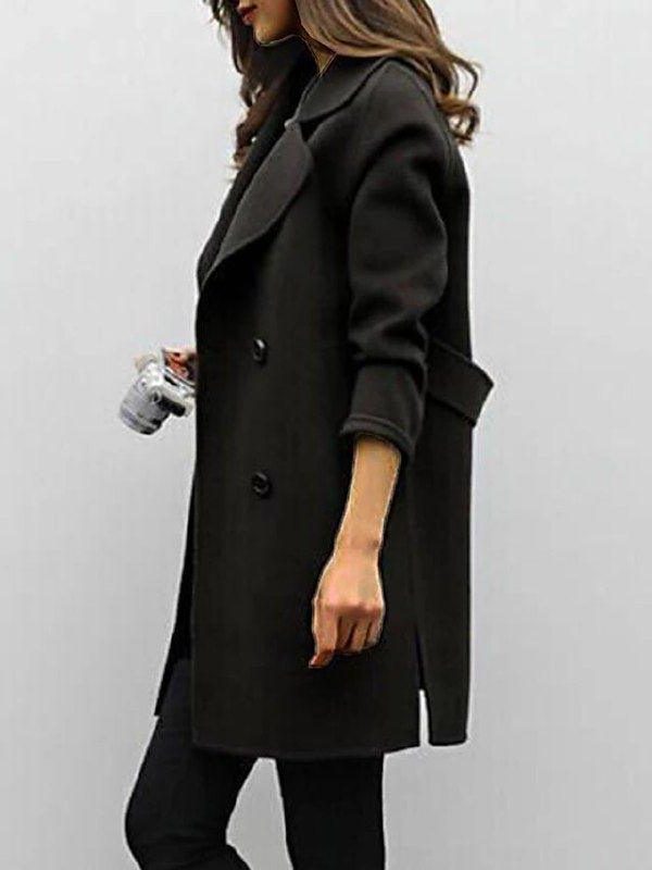 Long Coat with Notched Lapel for Women