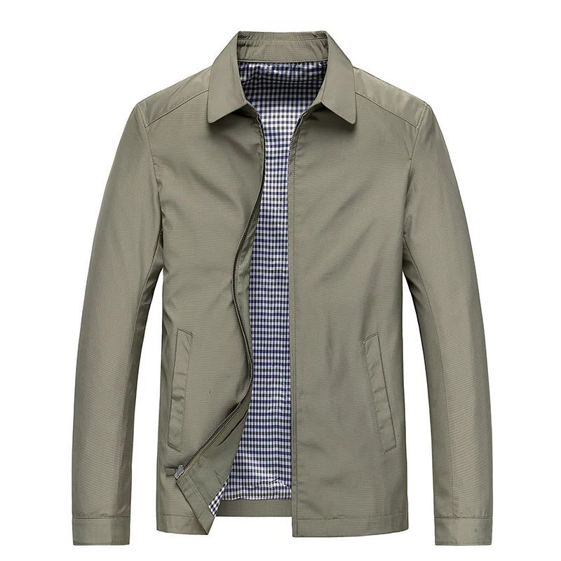 Autumn Jacket with Zipper and Stand-Up Collar for Men