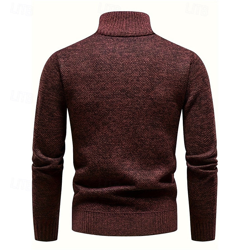 Arthur | Men's Quarter-Zip Sweater with Stand Collar in Burgundy