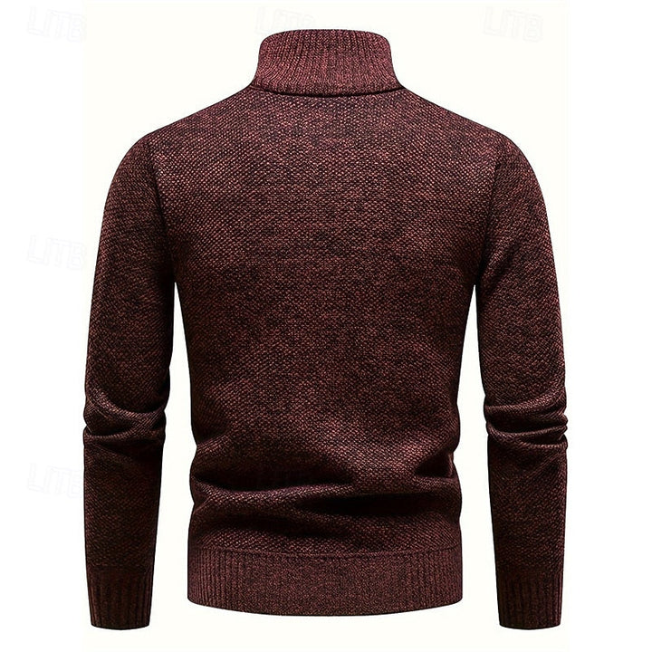 Arthur | Men's Quarter-Zip Sweater with Stand Collar in Burgundy