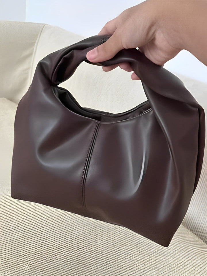 Women's hobo bag with round handle, synthetic leather, modern design - Malva