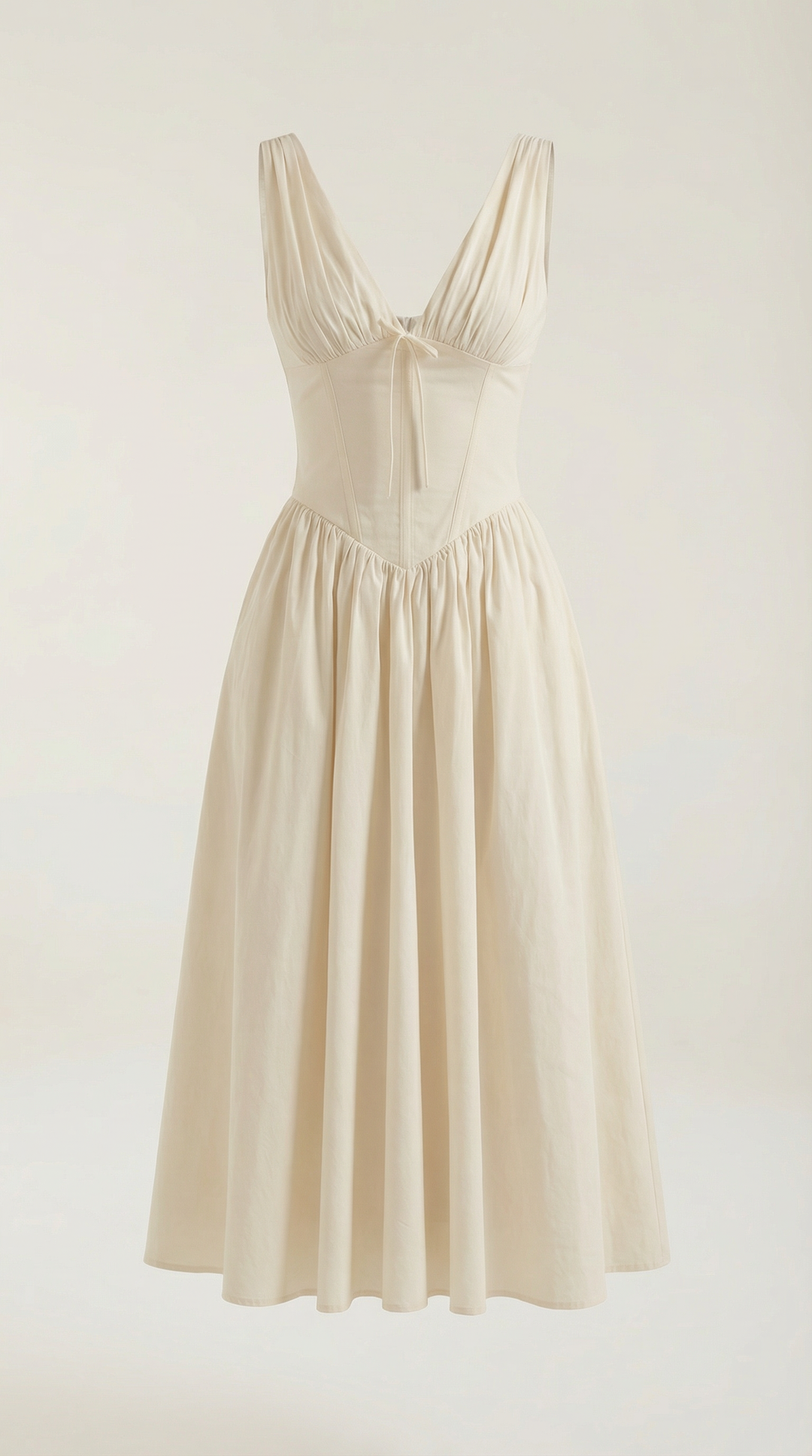 Elegant Midi Dress for Women – V-Neck Corset Style Flared with Straps