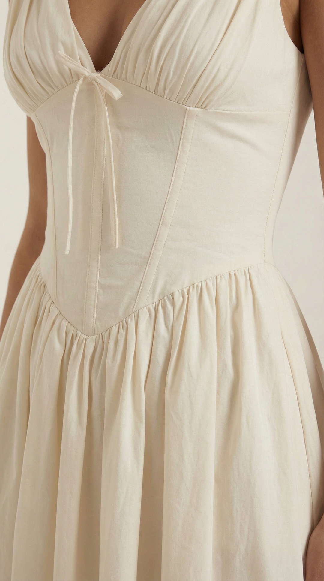 Elegant Midi Dress for Women – V-Neck Corset Style Flared with Straps