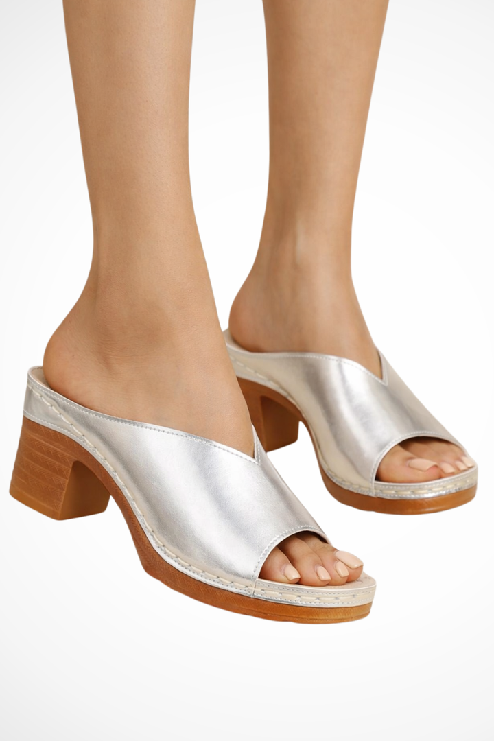 Rosalind Women's Open Toe Block Heel Mules - Slip-On Style