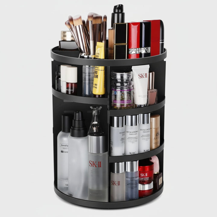 Rotating Makeup Organizer With Adjustable Acrylic Shelves And 360-Degree Spinning Storage - Elena Harper