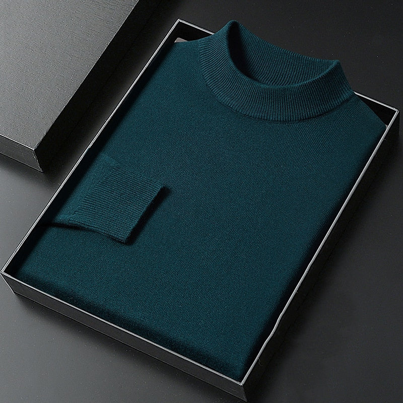 Calvin Men's Mock Neck Sweater with Clean Fine-Gauge Knit - Elena Harper