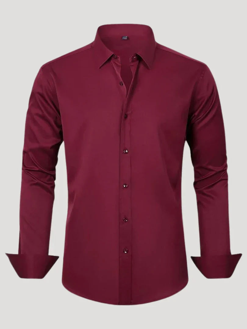 Bordon Non-Iron Stretch Shirt with Button Placket, view 3 - Elena Harper