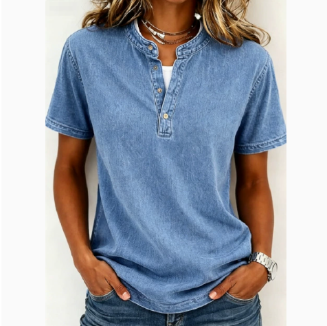 Sabine | Casual Henley Shirt in Vintage Style