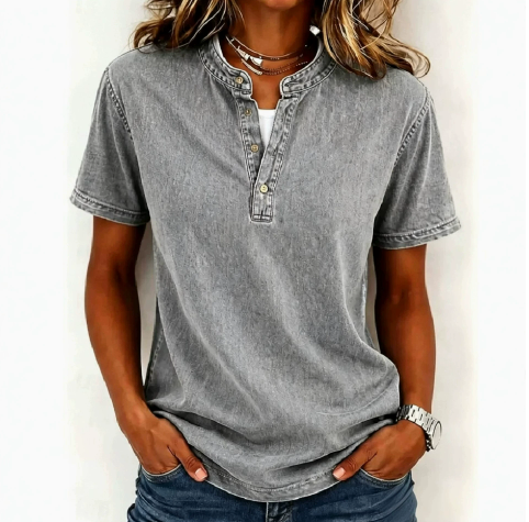 Sabine | Casual Henley Shirt in Vintage Style