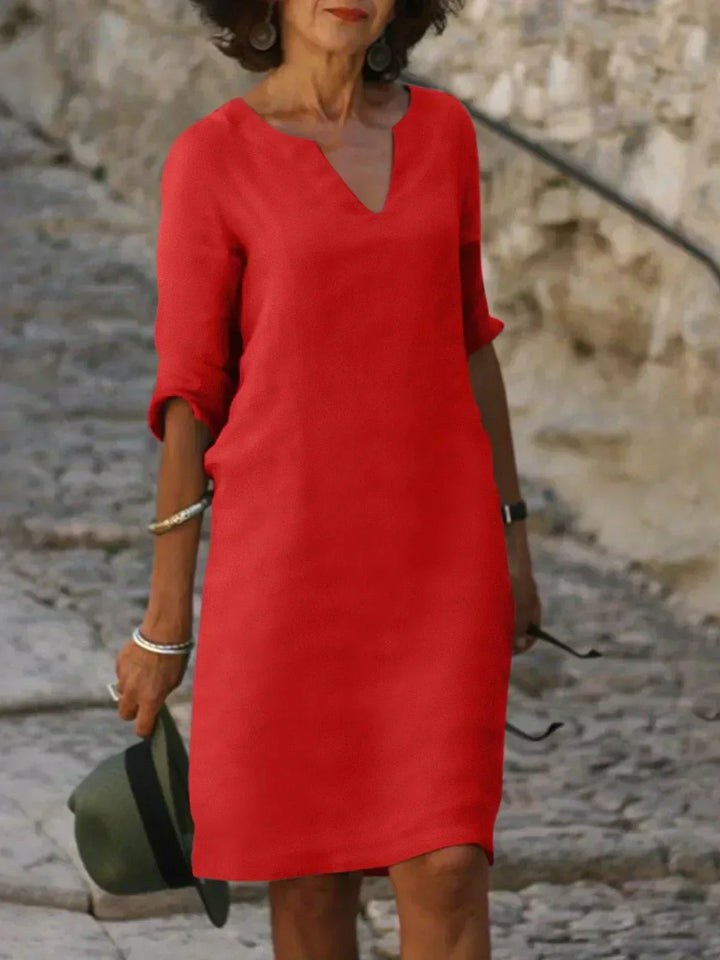 Maria Elegant Dress with V-Neck - Elena Harper