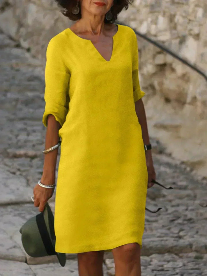 Maria Elegant Dress with V-Neck - Elena Harper