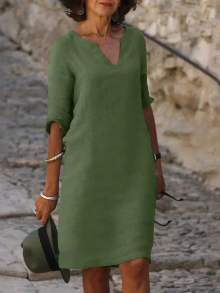 Maria Elegant Dress with V-Neck - Elena Harper
