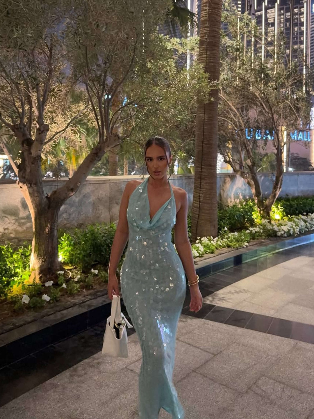 Elegant Blue Sequin Maxi Dress for Women, view 7 - Elena Harper