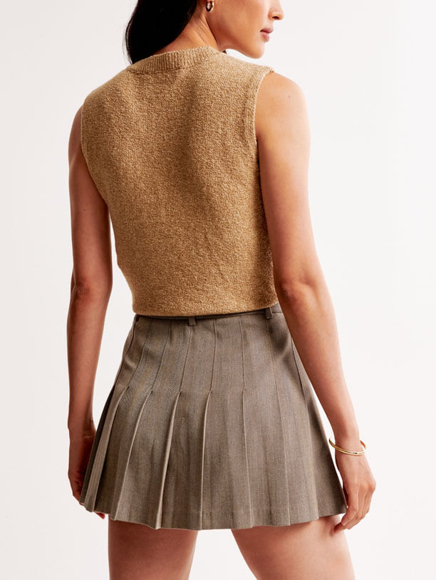 Madeline Crew Sweater Pleated Mini Skort Set, view 6 - Elena Harper