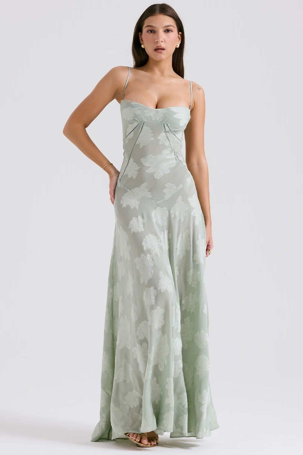 Long Lace Dress with Shiny Fabric | Ideal for Spring and Summer