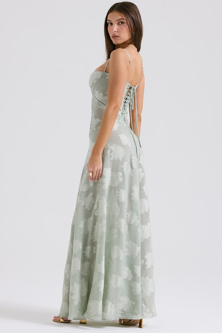 Long Lace Dress with Shiny Fabric | Ideal for Spring and Summer