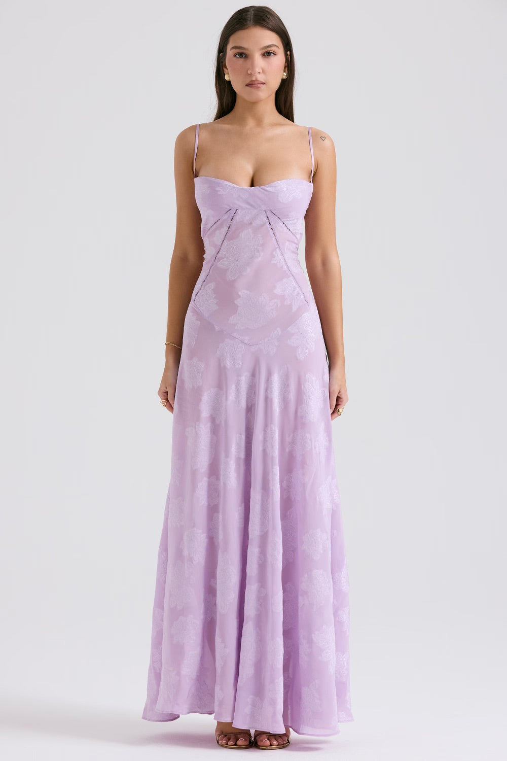 Long Lace Dress with Shiny Fabric | Ideal for Spring and Summer