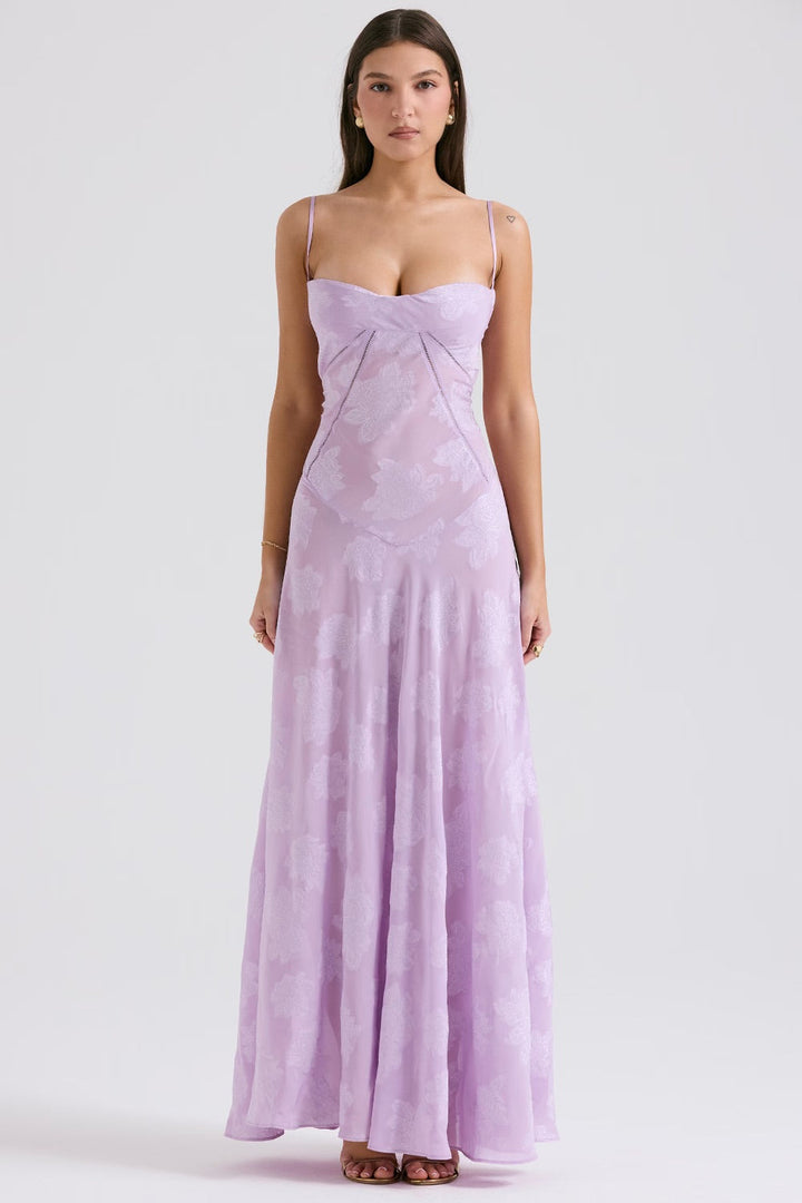Long Lace Dress with Shiny Fabric | Ideal for Spring and Summer