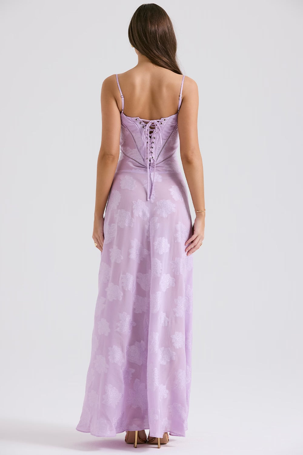 Long Lace Dress with Shiny Fabric | Ideal for Spring and Summer