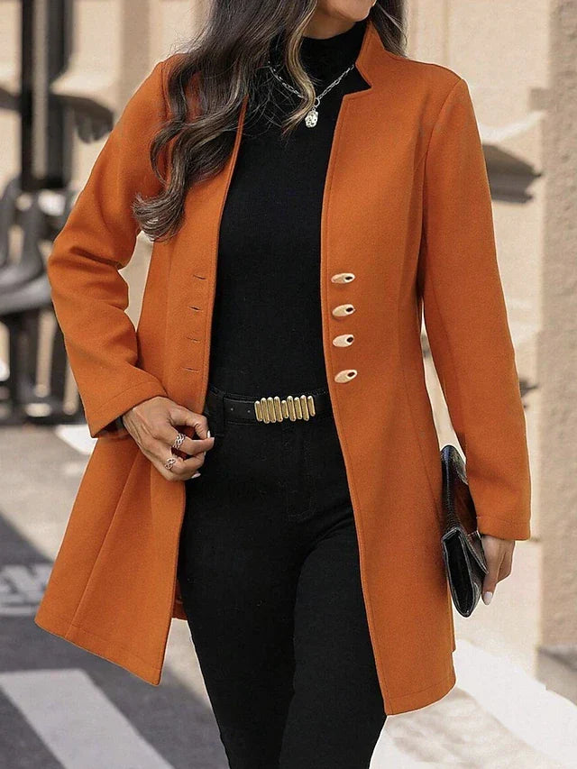 Zaina Elegant Coat with Gold Buttons - Elena Harper