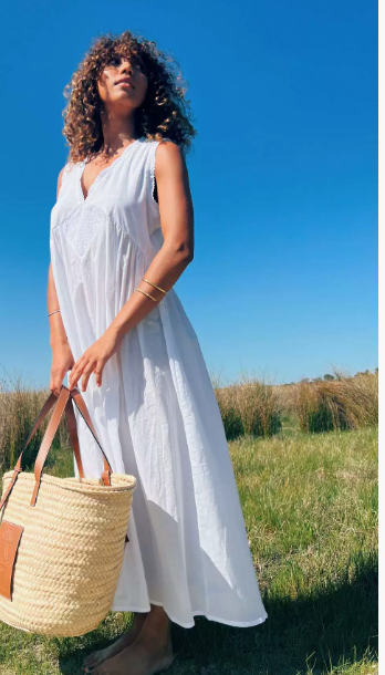 Women's Fine Strap Summer Midi Beach Dress – Lightweight, Casual