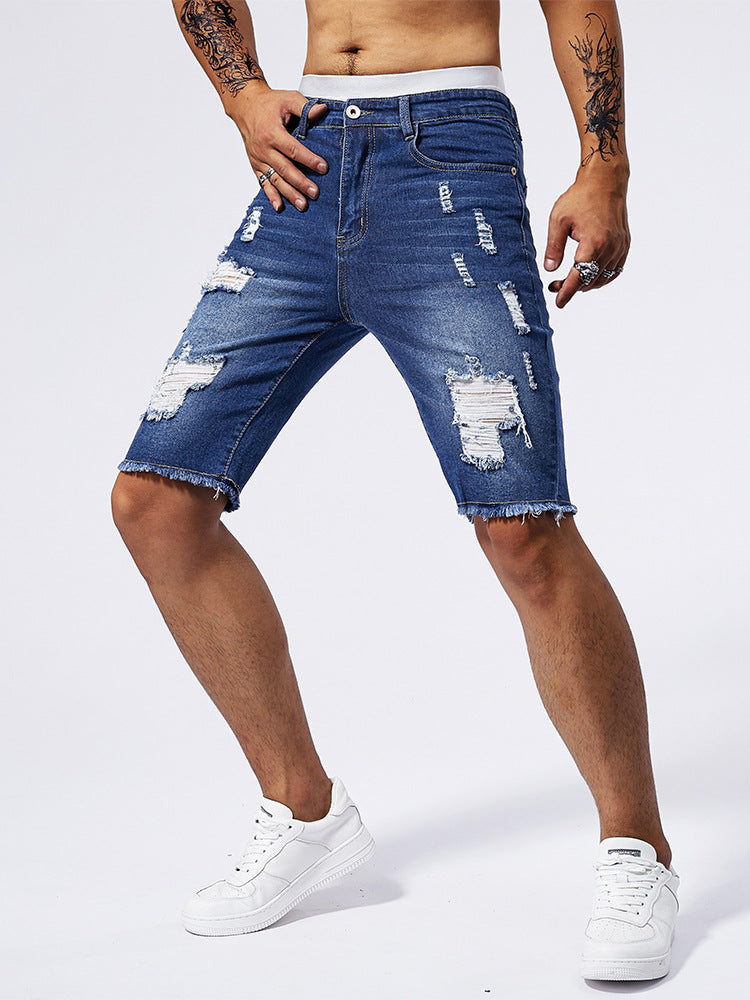 Men's Distressed Straight Cut Shorts - Elena Harper