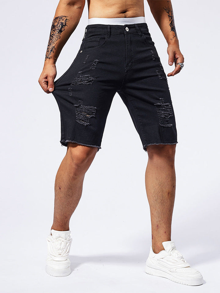 Men's Distressed Straight Cut Shorts - Elena Harper
