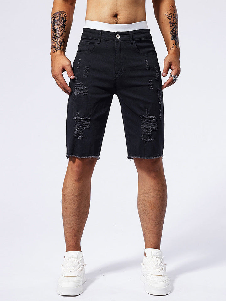 Men's Distressed Straight Cut Shorts - Elena Harper