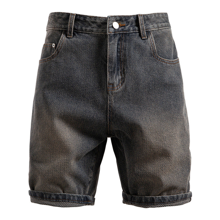 Men's Buttoned Straight Cut Denim Shorts