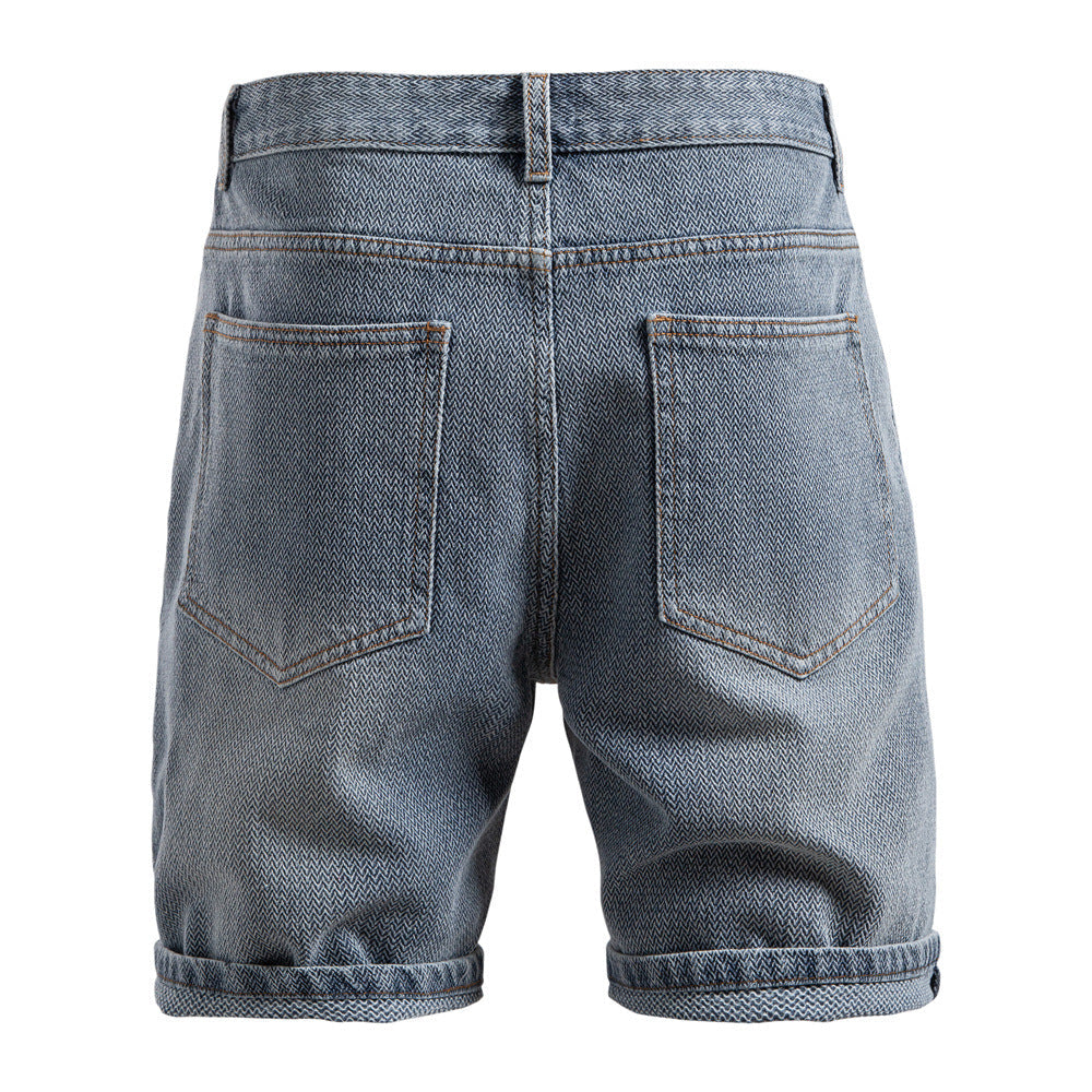 Men's Straight Cut Buttoned Denim Shorts - Elena Harper