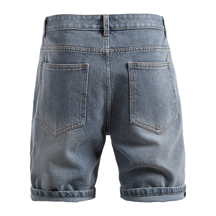 Men's Straight Cut Buttoned Denim Shorts - Elena Harper