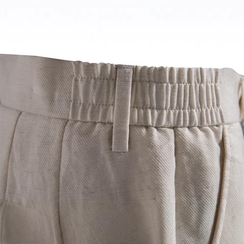 Men's Short Straight Cut with Elastic Buttoned Waist - Elena Harper