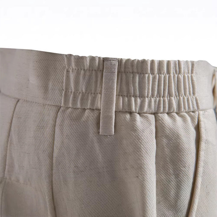 Men's Short Straight Cut with Elastic Buttoned Waist - Elena Harper