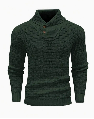 Siegfried Structured Knit Sweater with Shawl Collar - Elena Harper