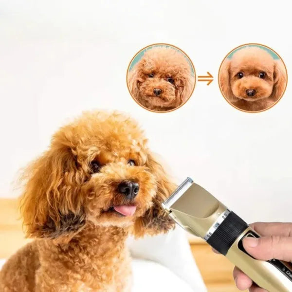 Silent Dog Grooming Trimmer Set with Adjustable Combs